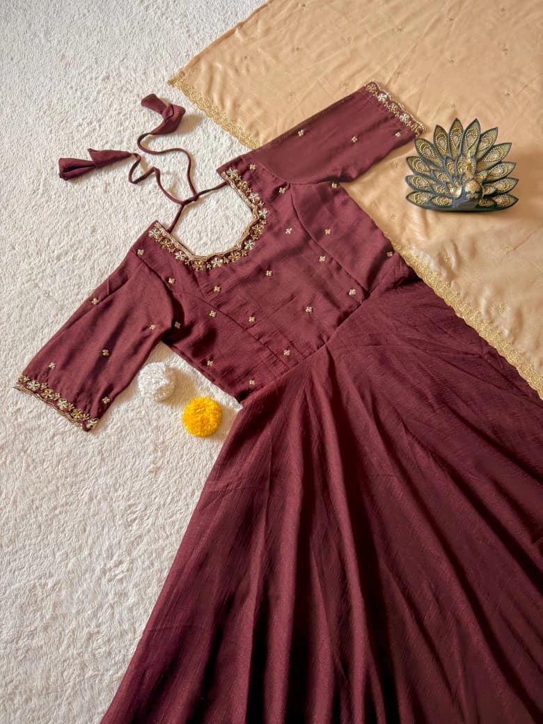 Vichitra Silk Gown with Dupatta