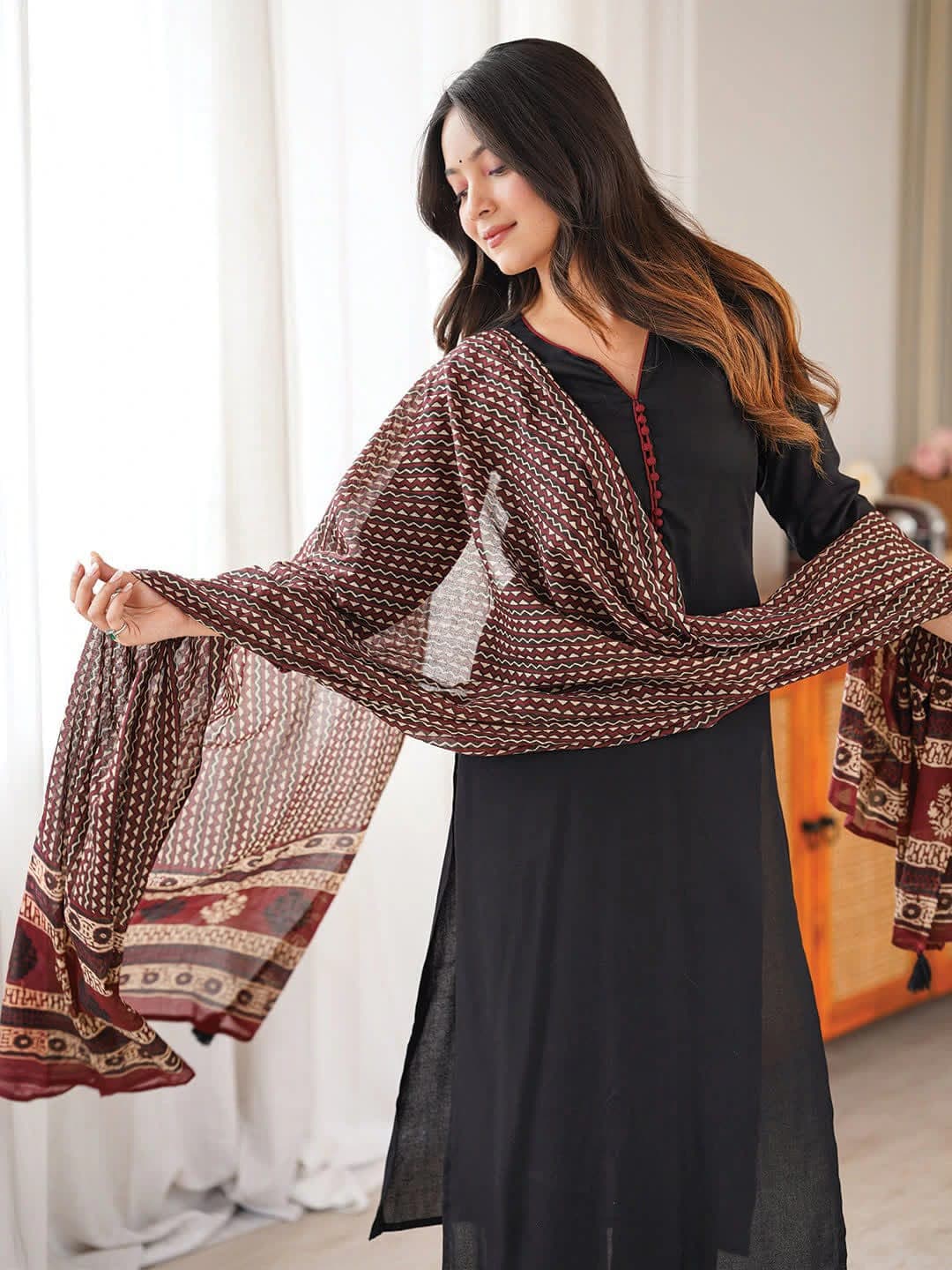 Rayon Kurti Pant Dupatta Set 5