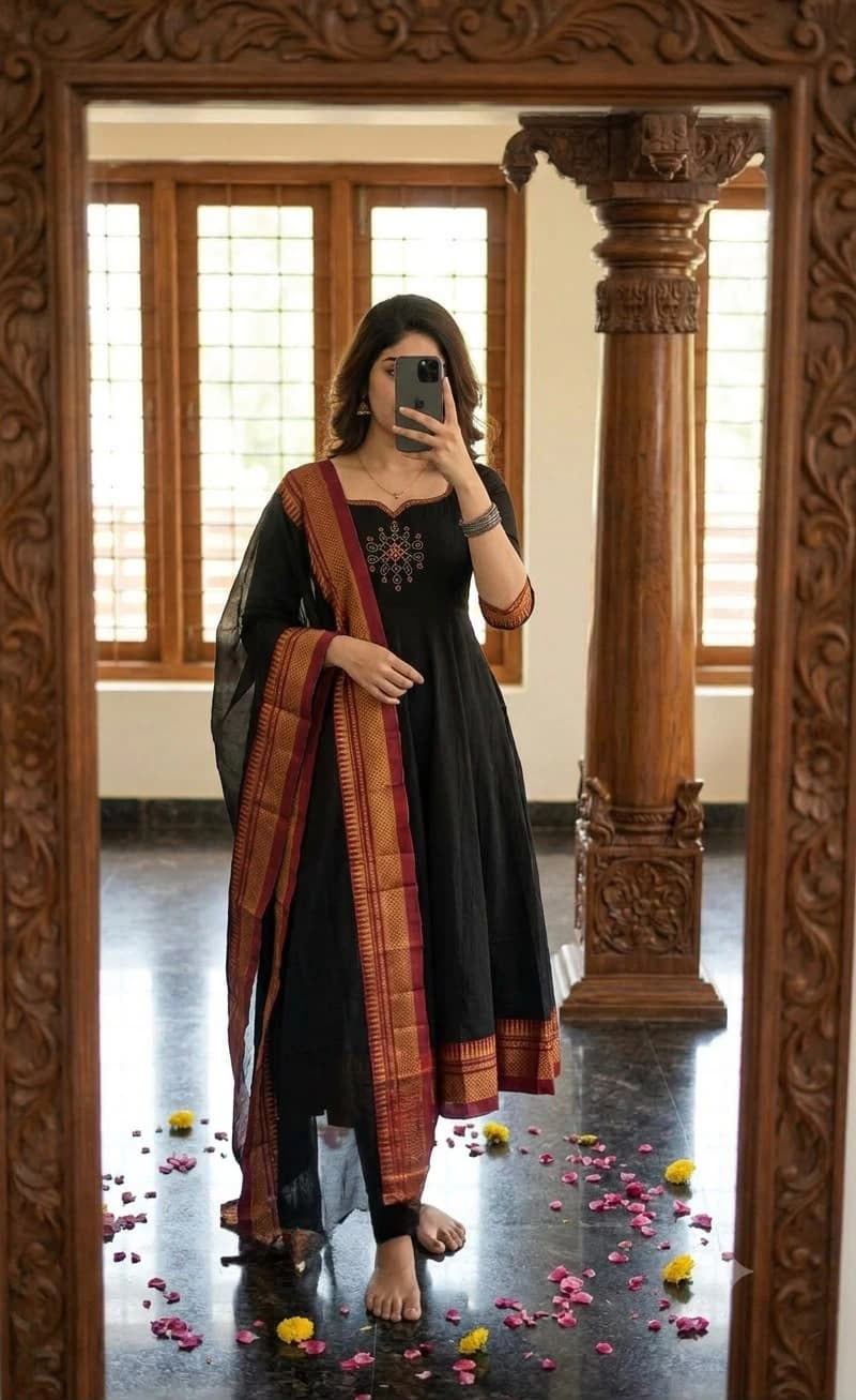 Span Cotton Anarkali Kurta Set