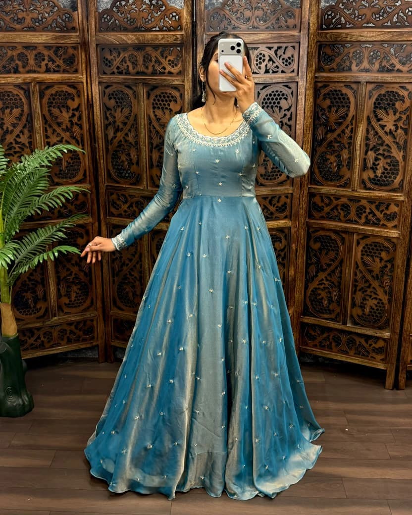 Premium South Silk Gown with Dupatta 4