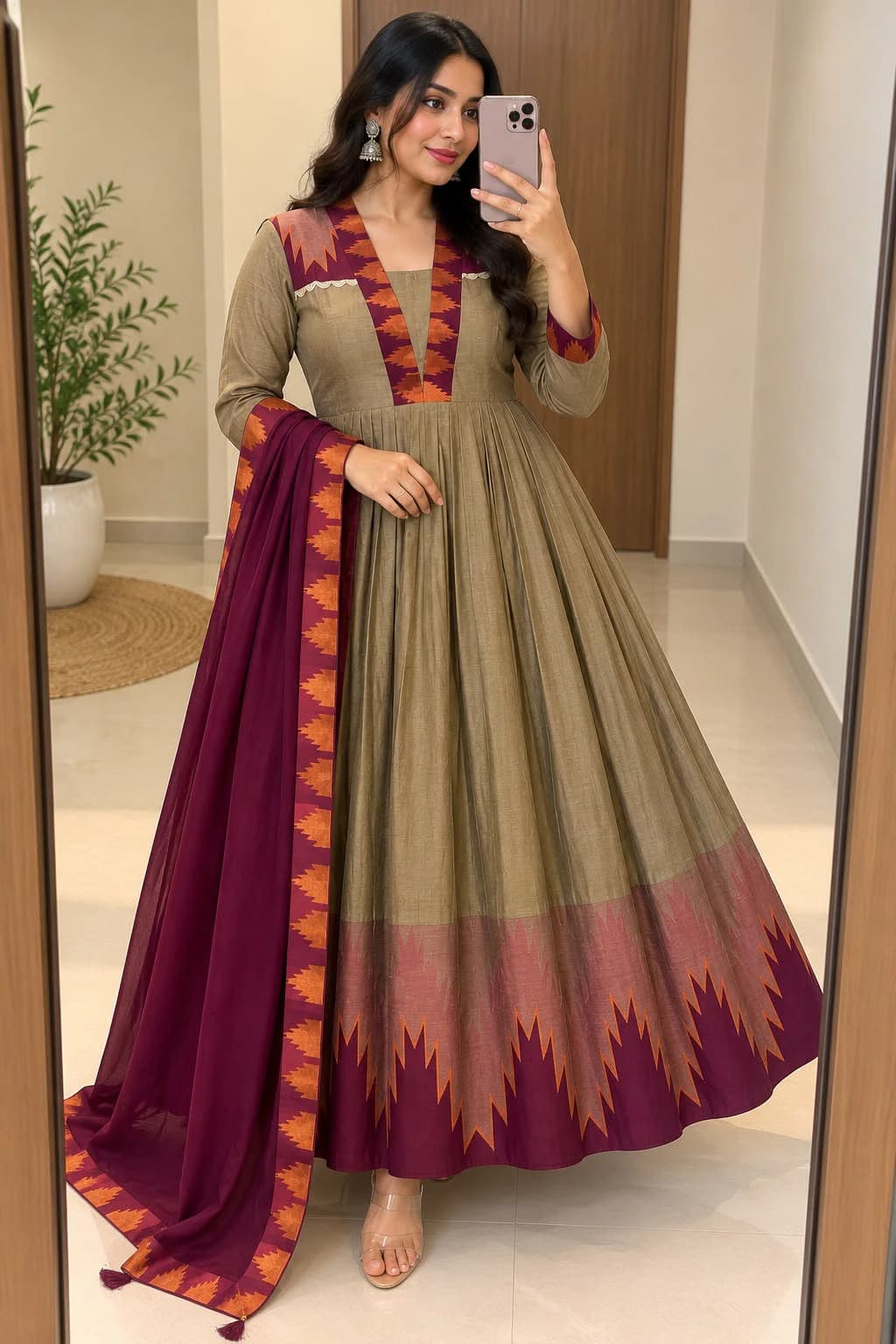 Cotton Spun Silk Anarkali