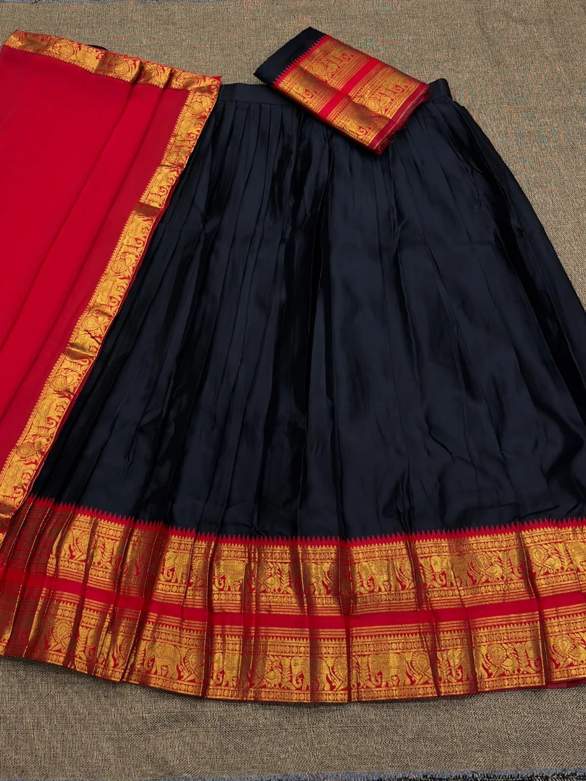 South Style Beautiful Kanjivaram Half-saree Set