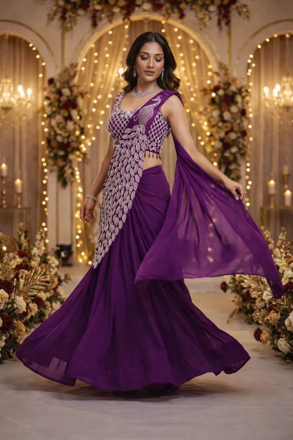 💗💗Trending Embroidery Sequence work Ready to Wear Saree Set with Embroidery Blouse💗💗