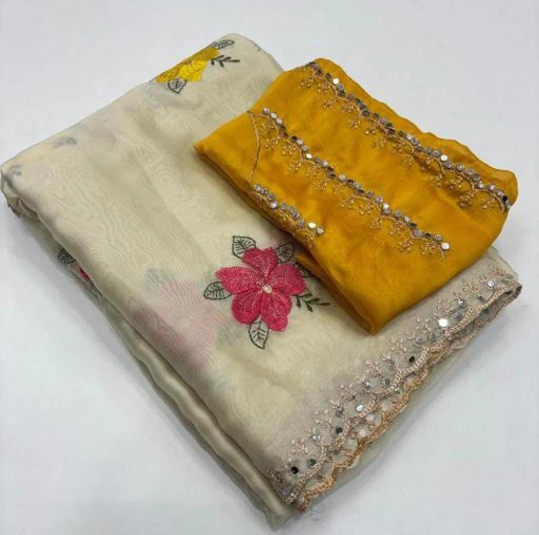 Chiffon Mirror Work Saree