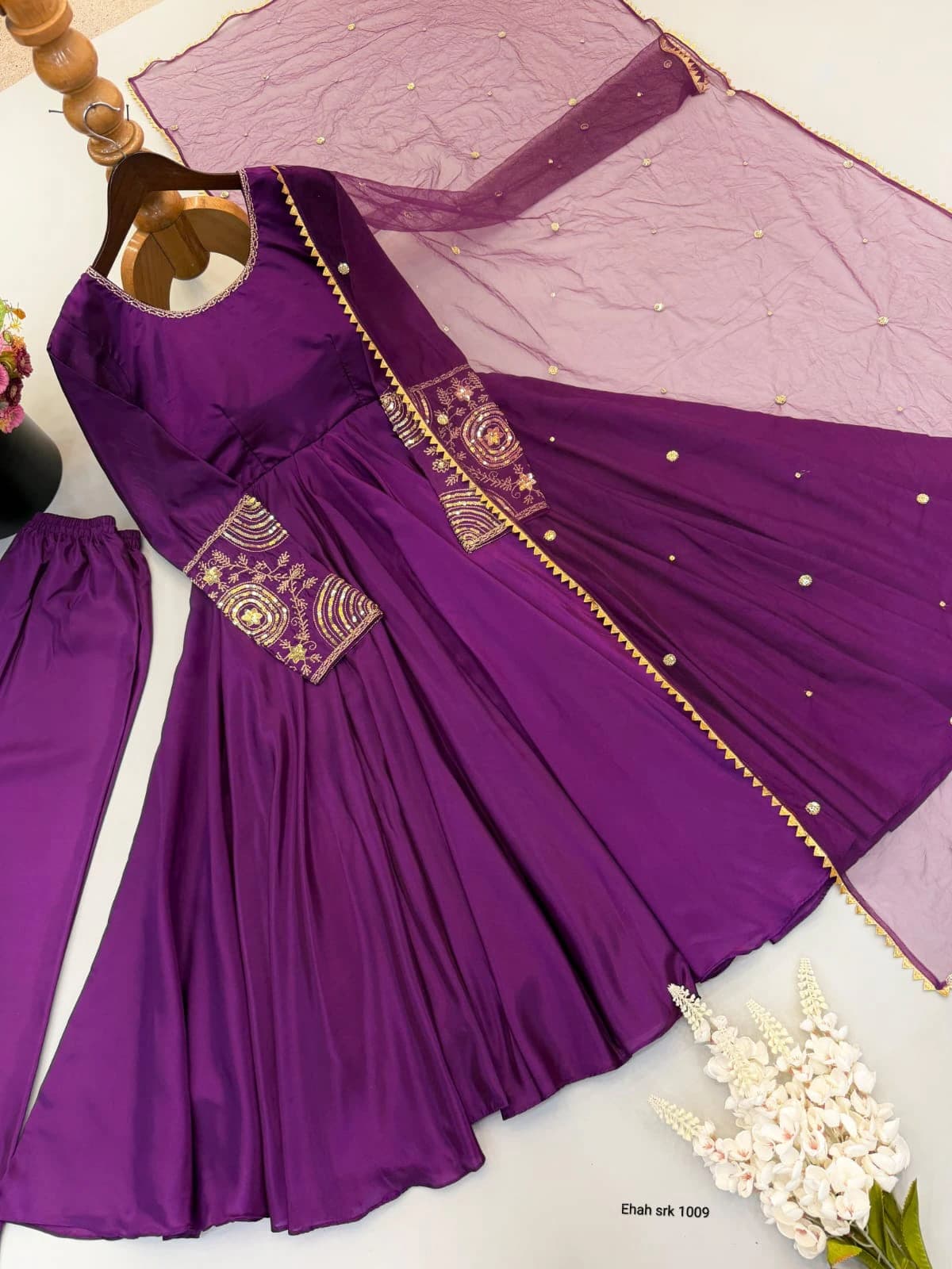 Upada Silk Gown with Dupatta 7
