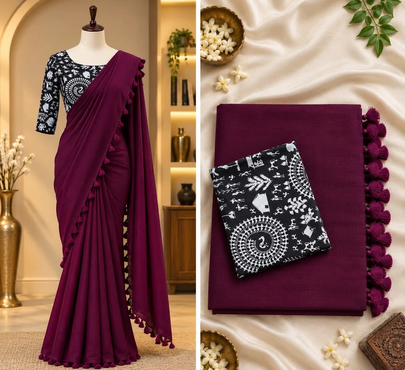 Khadi Cotton Saree with Blouse
