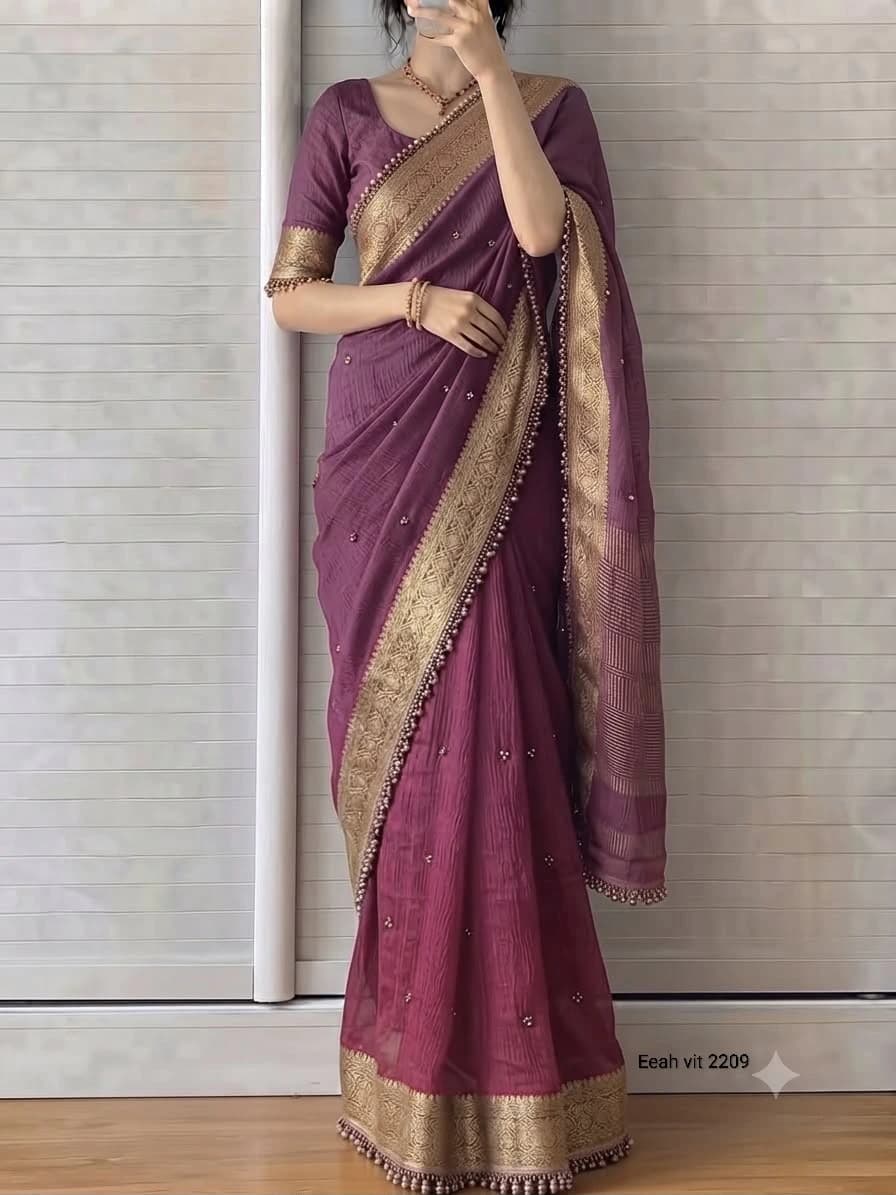 Tissue Silk Saree with Ghungroo Work