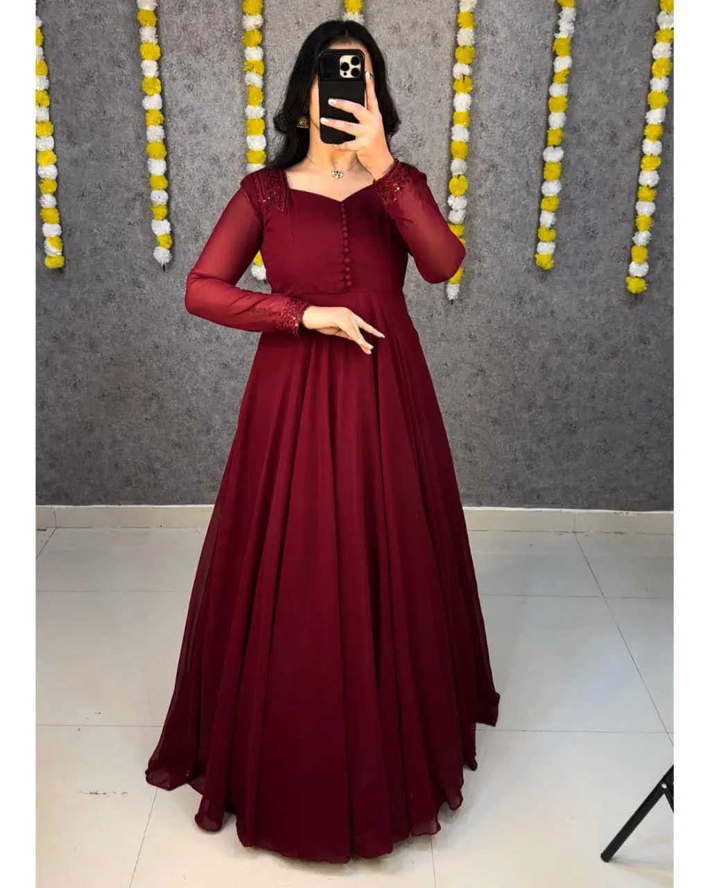 💜💜Premium Faux Georgette Gown With Embroidery Dupatta😍😍 4