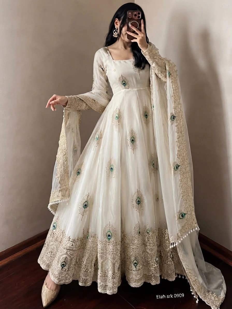 Fendy Silk Gown with Dupatta 7