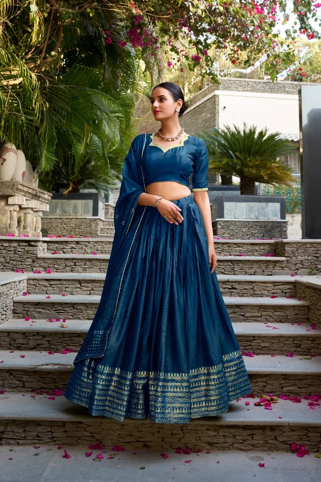 Pure Chanderi Work Lehenga Set
