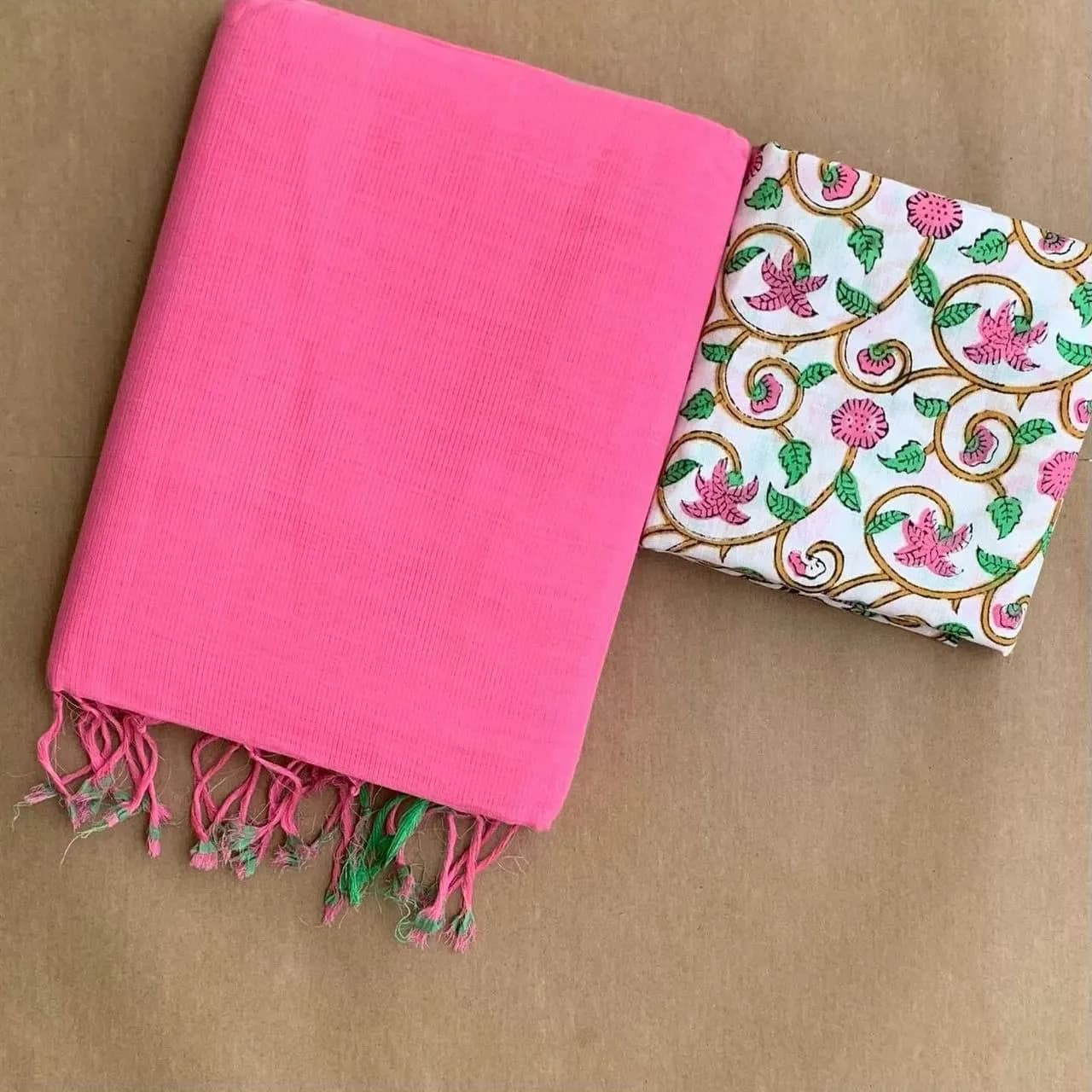 💗💗Insta Viral Khadhi Cotton  Sarees With Kalamkari BlousePiece❤️❤️