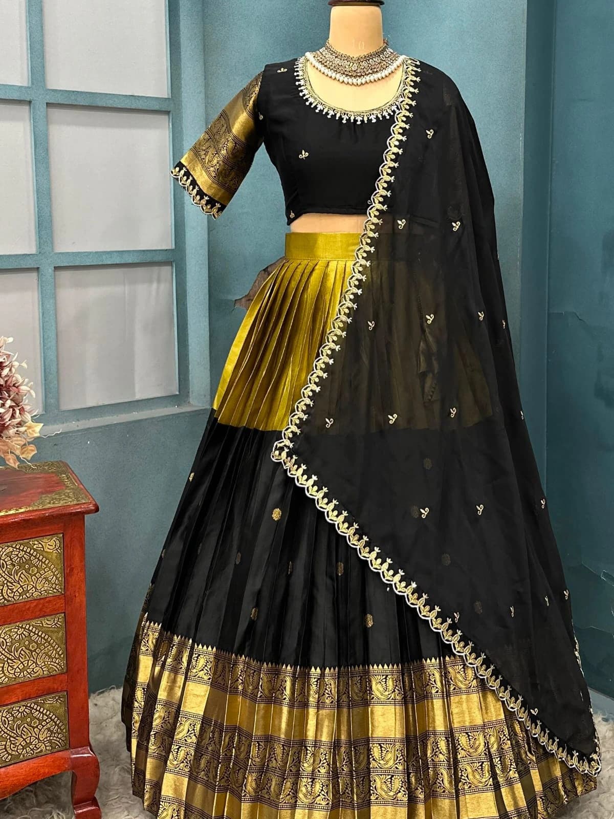 Lehanga collection full stiched Lehenga with Full stiched Designer maggam work blouse with embroider 7