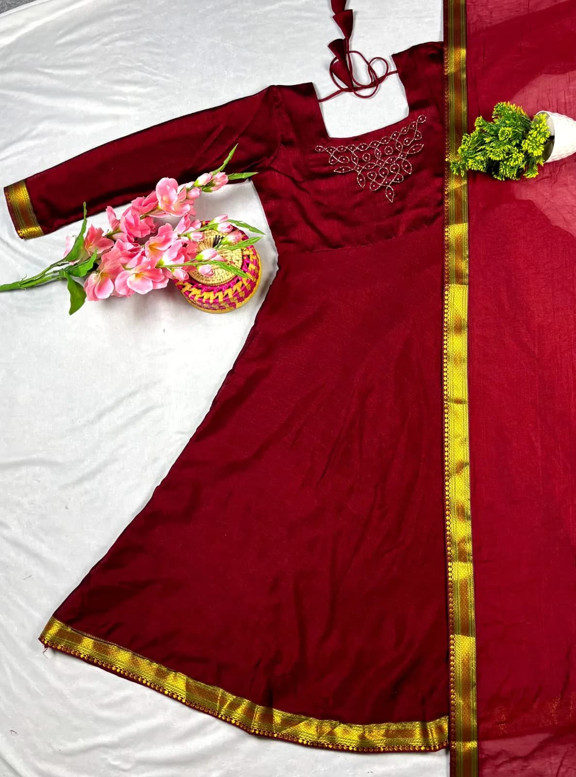 🌸🌸Kadhalar Dhinam Roja Outfit Recreation  Hand Work Gown with Duppata (New Colours Added)🌸🌸 3