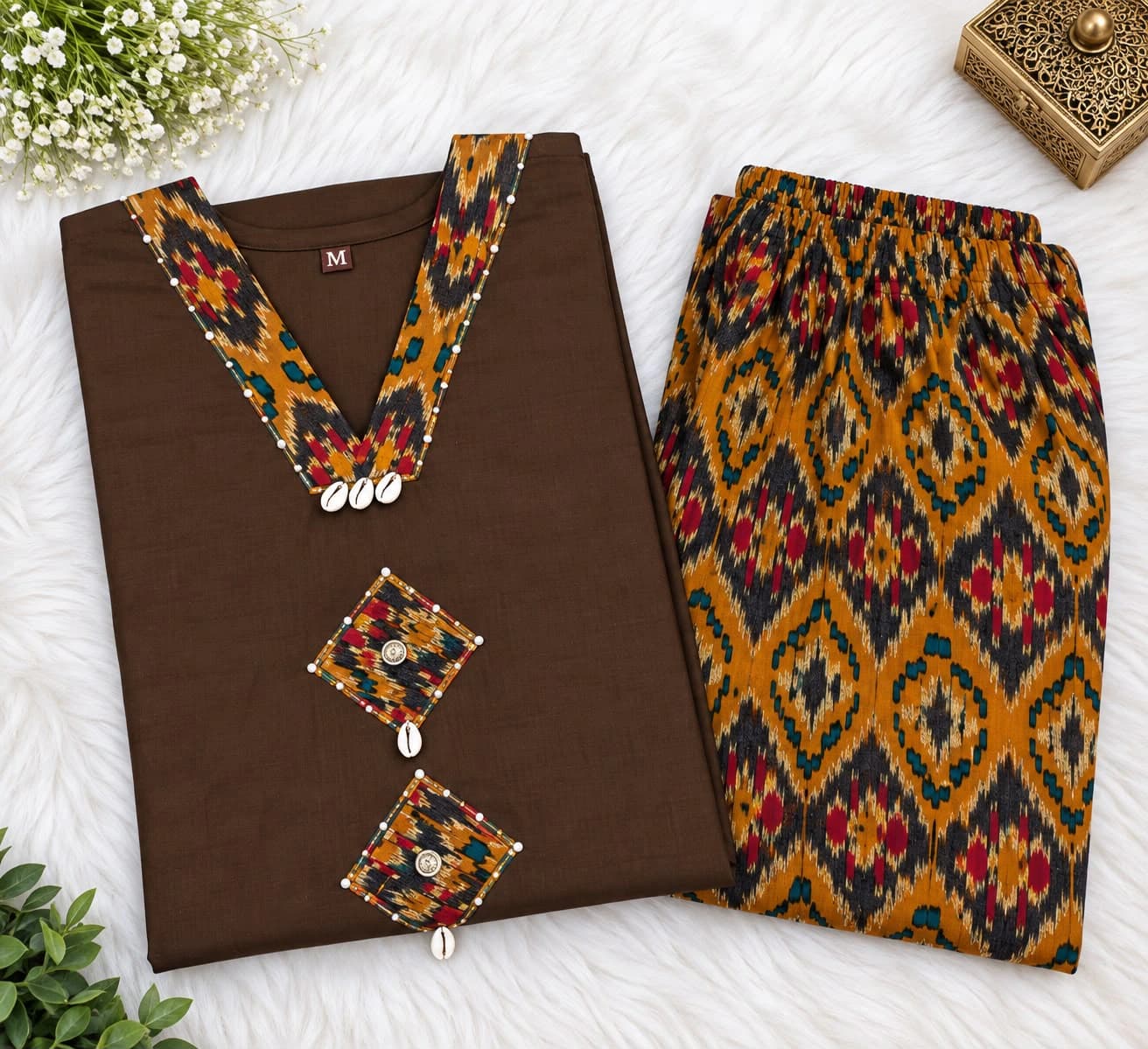 Cotton Ikkat Co-ord Set for Women