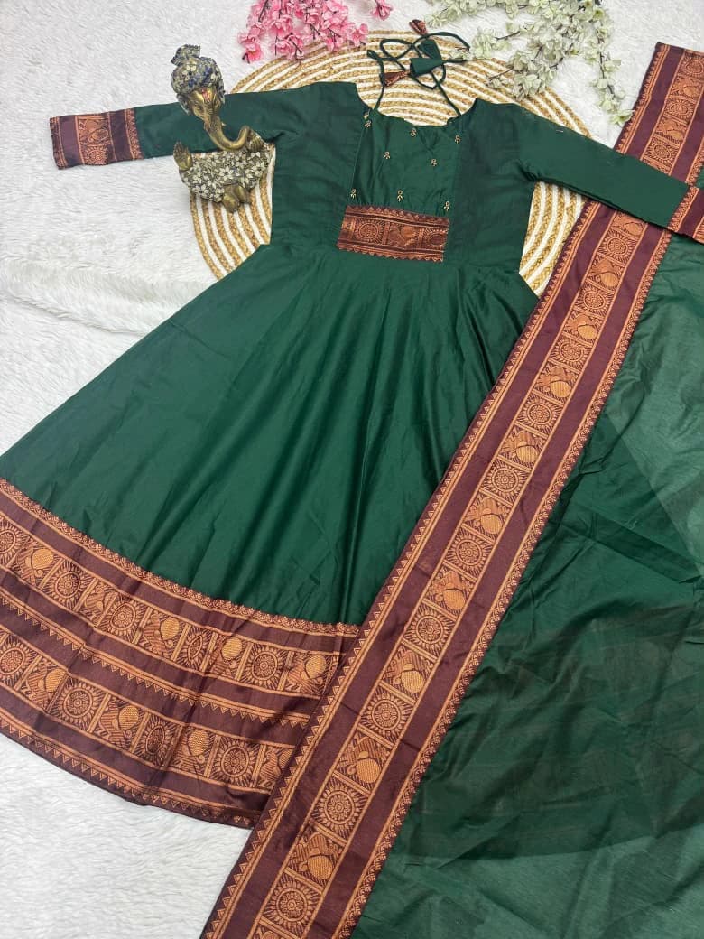 Pattu Cotton Anarkali Suit 2