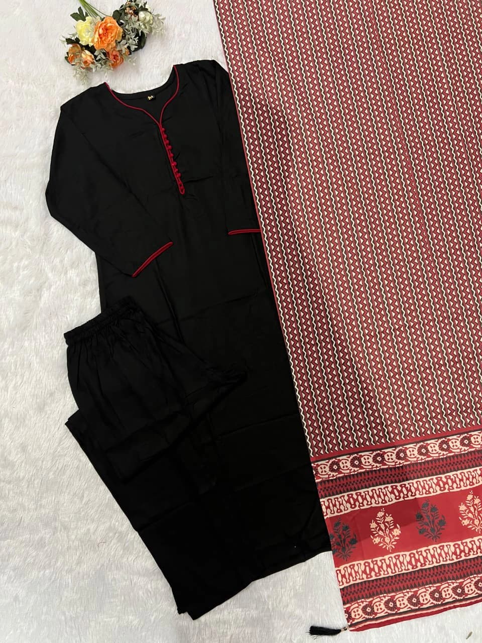 Rayon Kurti Pant Dupatta Set 9