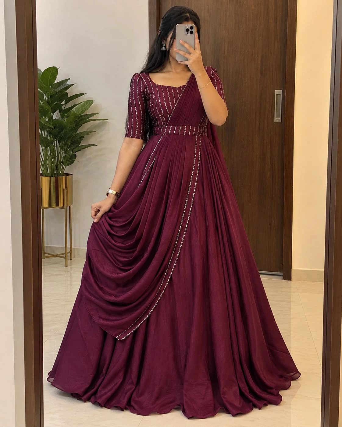 Vichitra Silk Party Gown Set 3