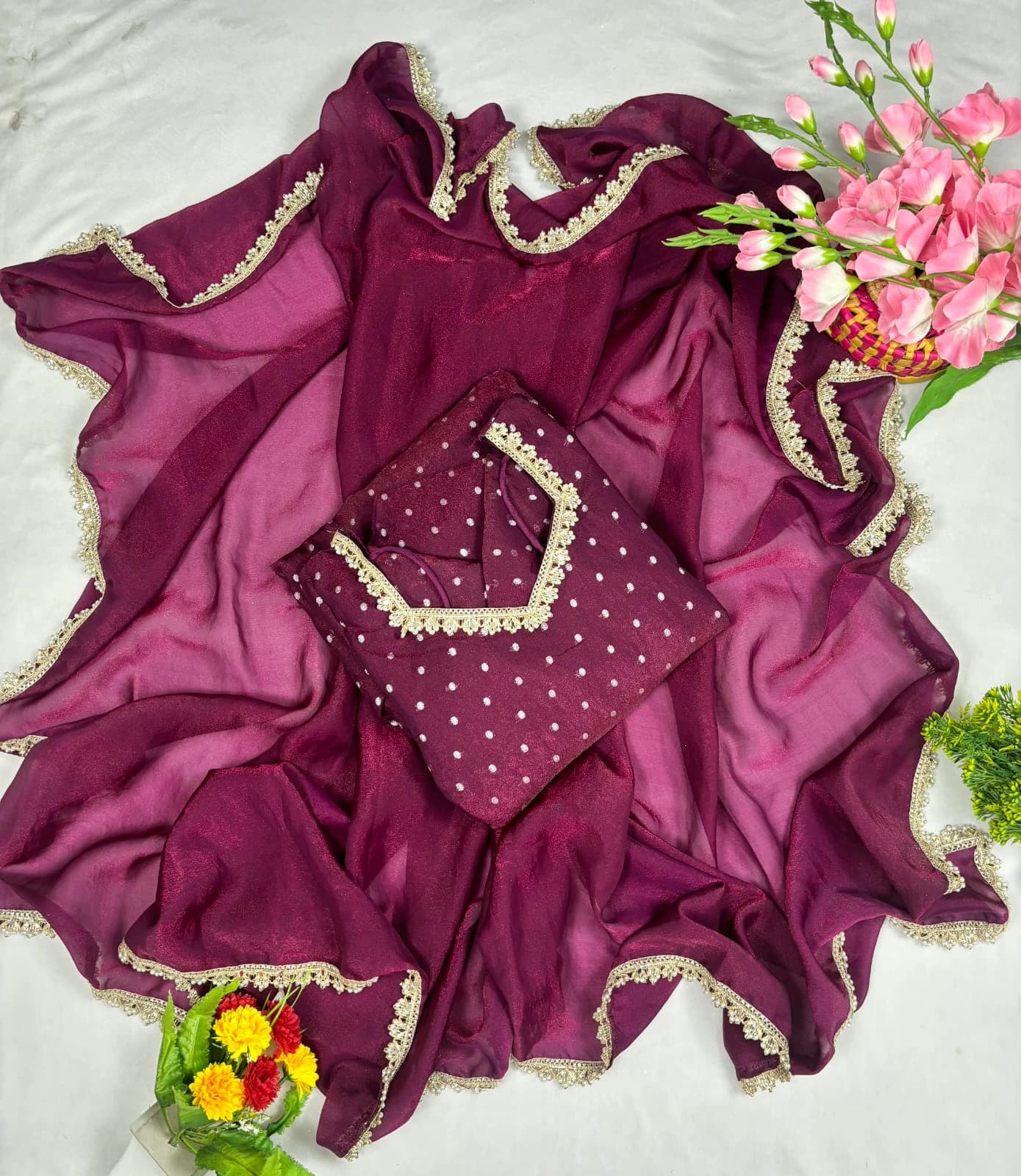 Nc Moss Gown with Dupatta