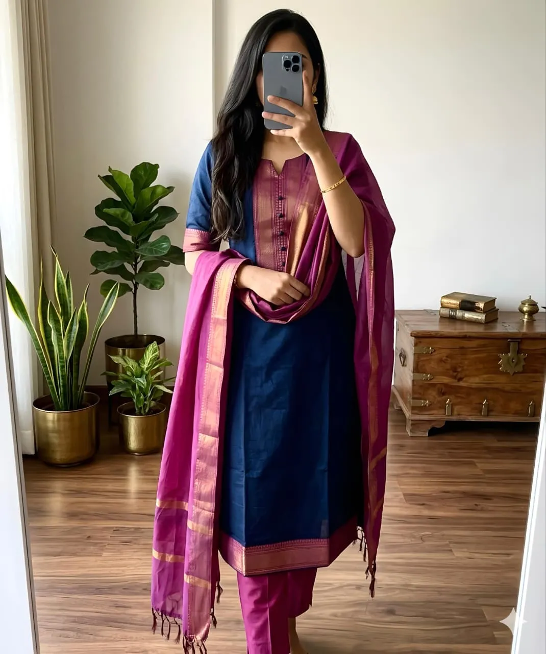 👑👑Stunning Mangalagiri silk cotton Kurti set❤️❤️ 2