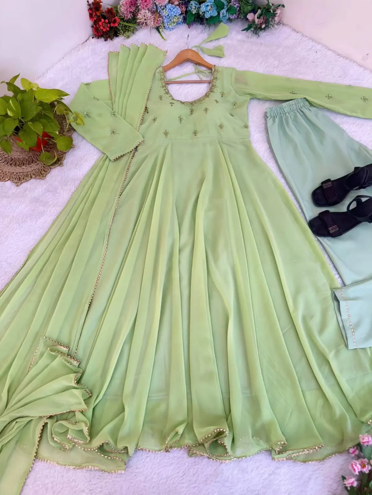 👑🌸Premium Georgette Minnale Anarkali Set With Bottom & Dupatta🌸👑 2