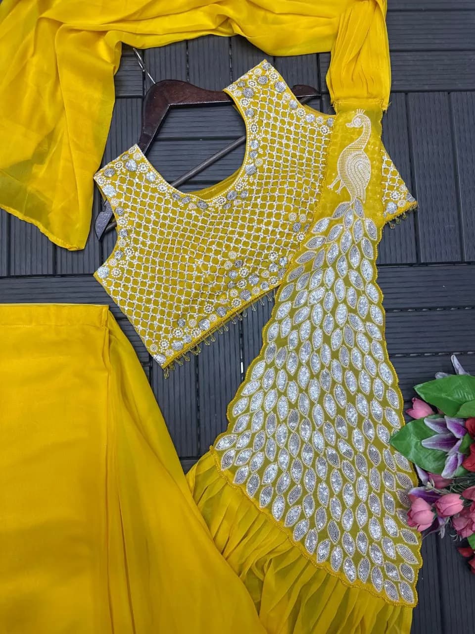 💗💗Trending Embroidery Sequence work Ready to Wear Saree Set with Embroidery Blouse💗💗 3