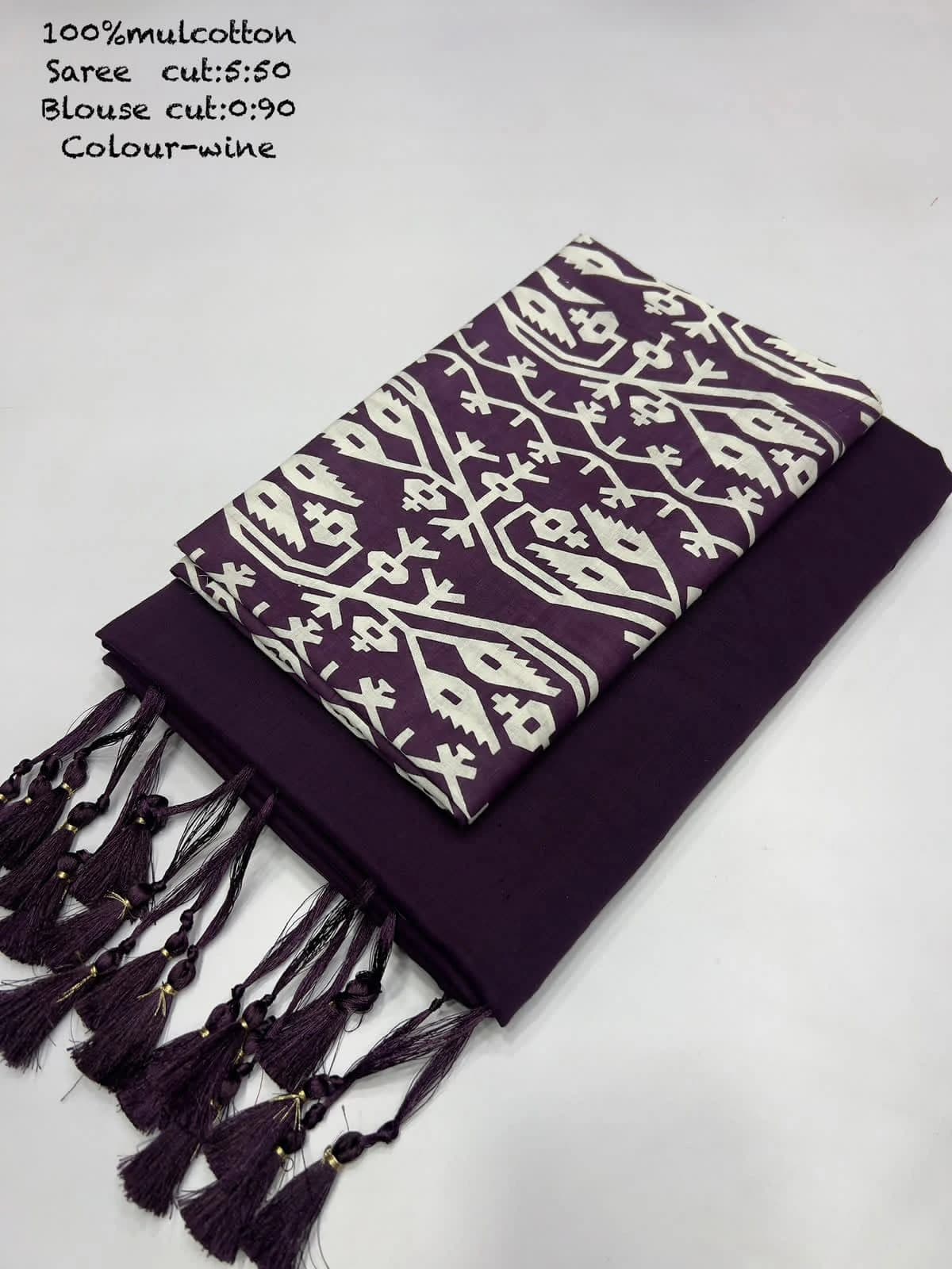 AN SUPER HIT-1 New Design Launch Pure Mul Cotton Saree with Tassels