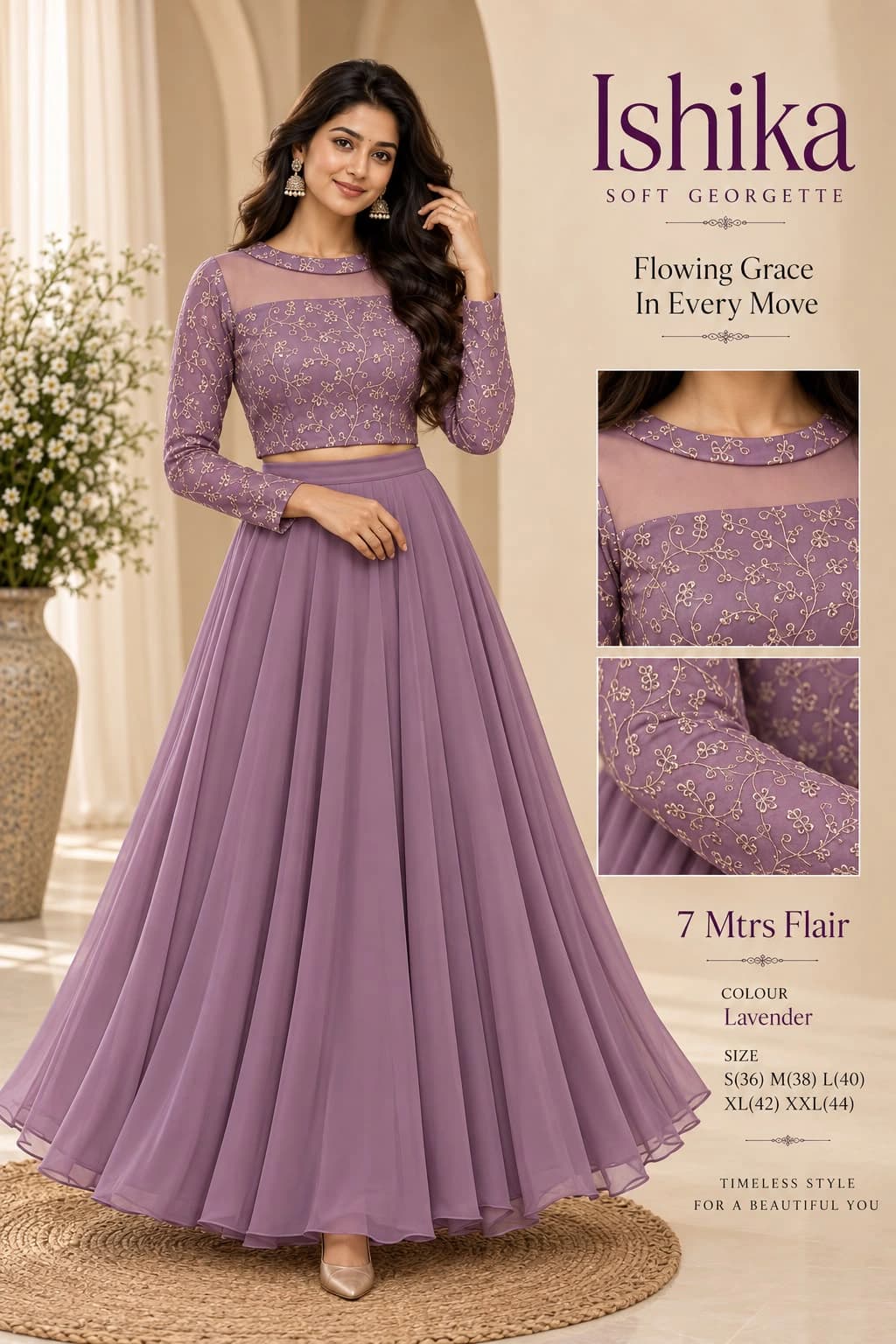 Georgette Embroidered Lehenga Set