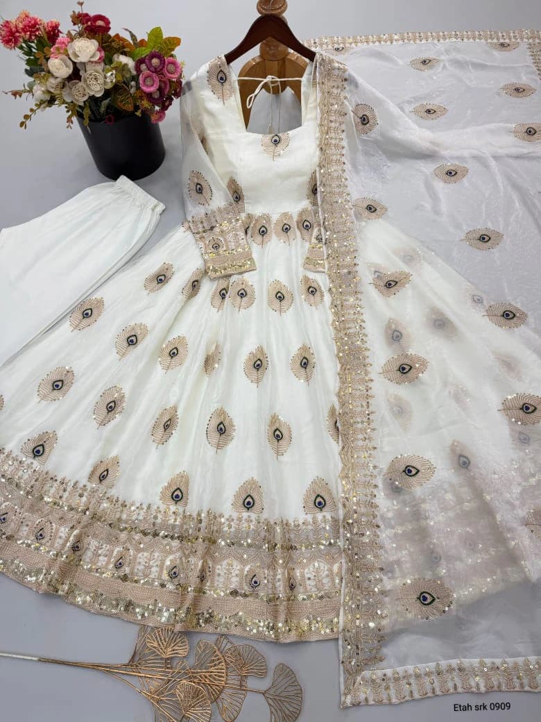 Fendy Silk Gown with Dupatta