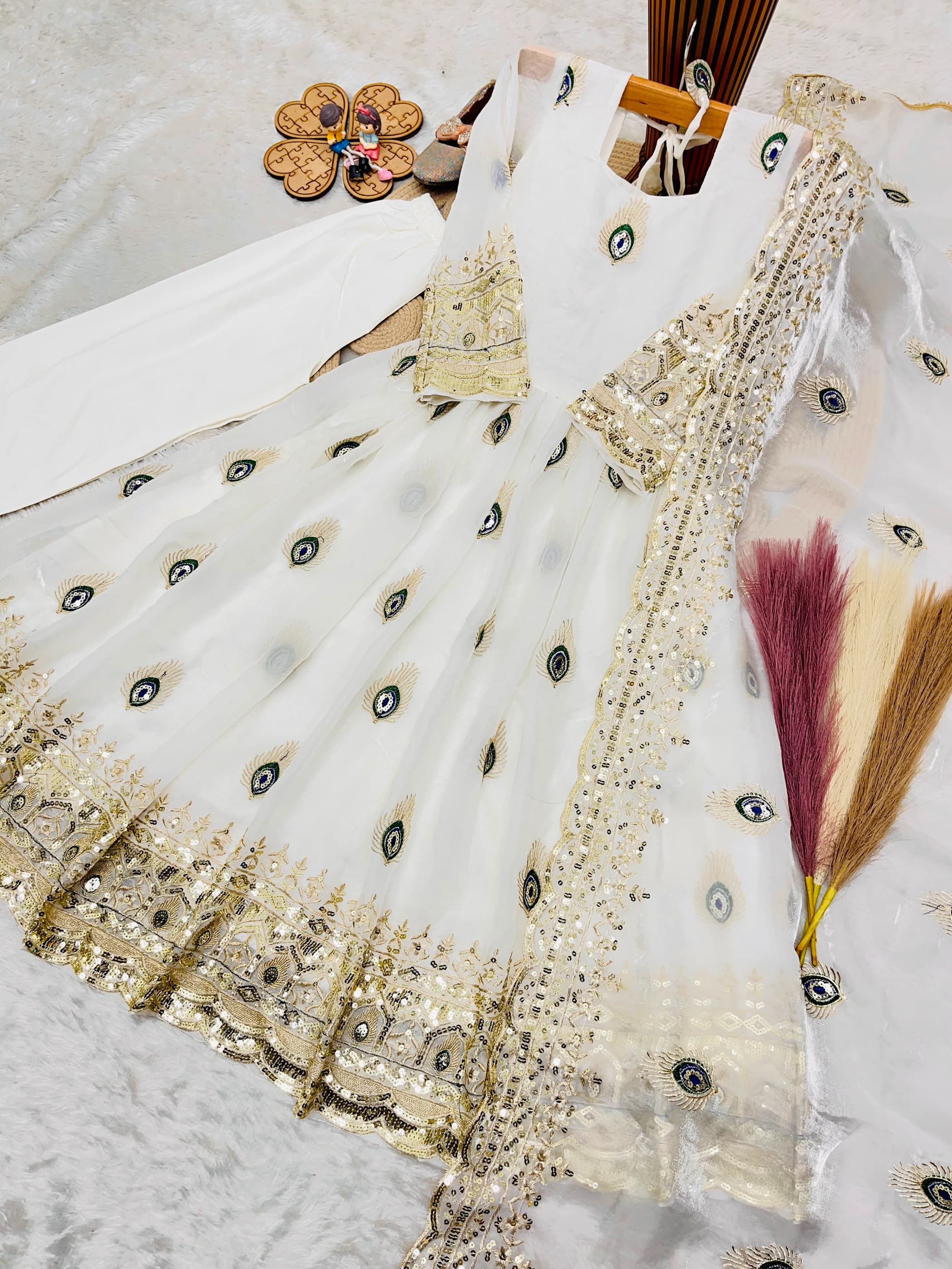 Silk Embroidered Kids Gown Set 2