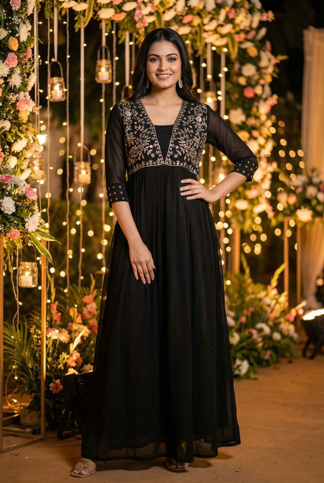 Ready to wear gown with embroidery and hand work 2