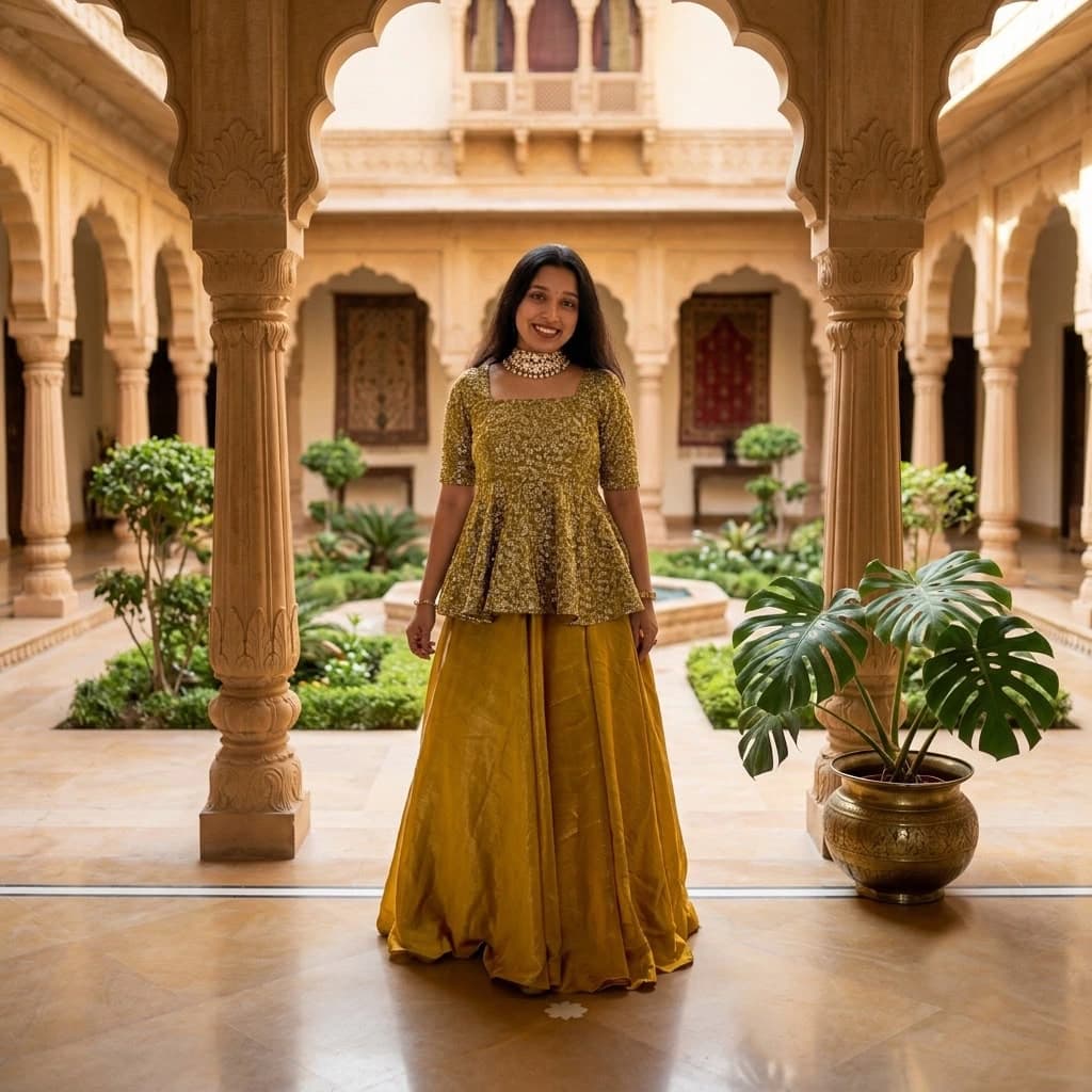 Space Silk Peplum Lehenga Set 2