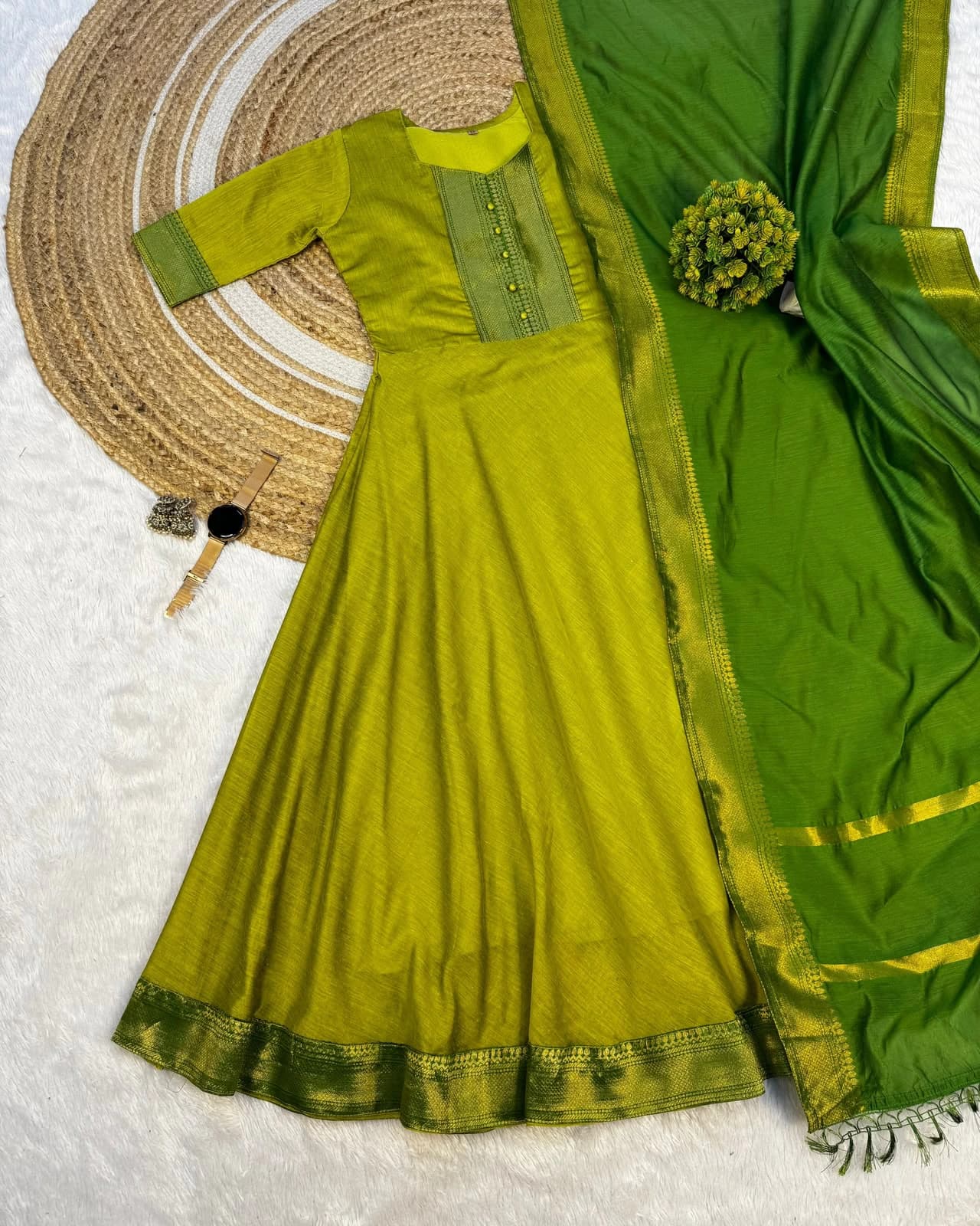 Silk Cotton Anarkali Set 3