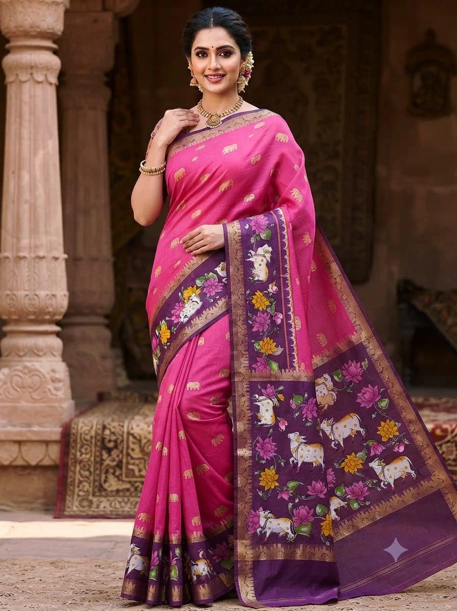 Zari Border Saree with Blouse