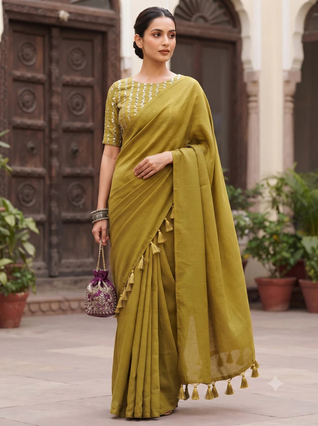 Elegant George Saree with Matching Blouse 3