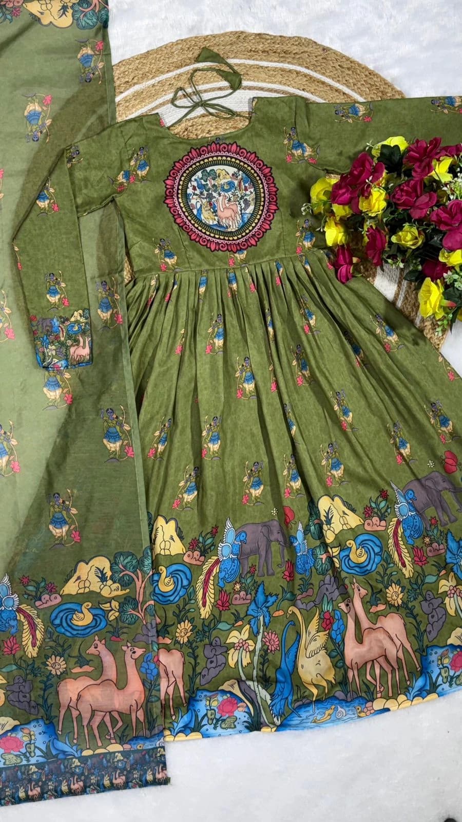 ❤️❤️Cotton Venkatagiri Animal Print Anarkali Sets❤️❤️ 6