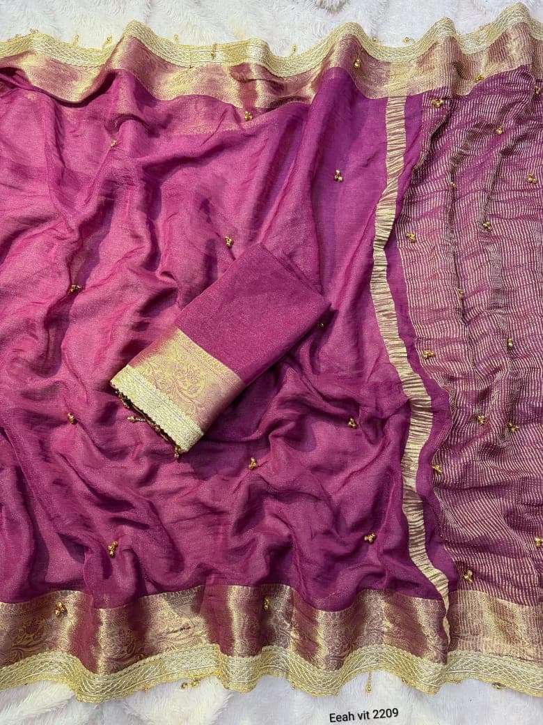 Tissue Silk Saree with Ghungroo Work 3