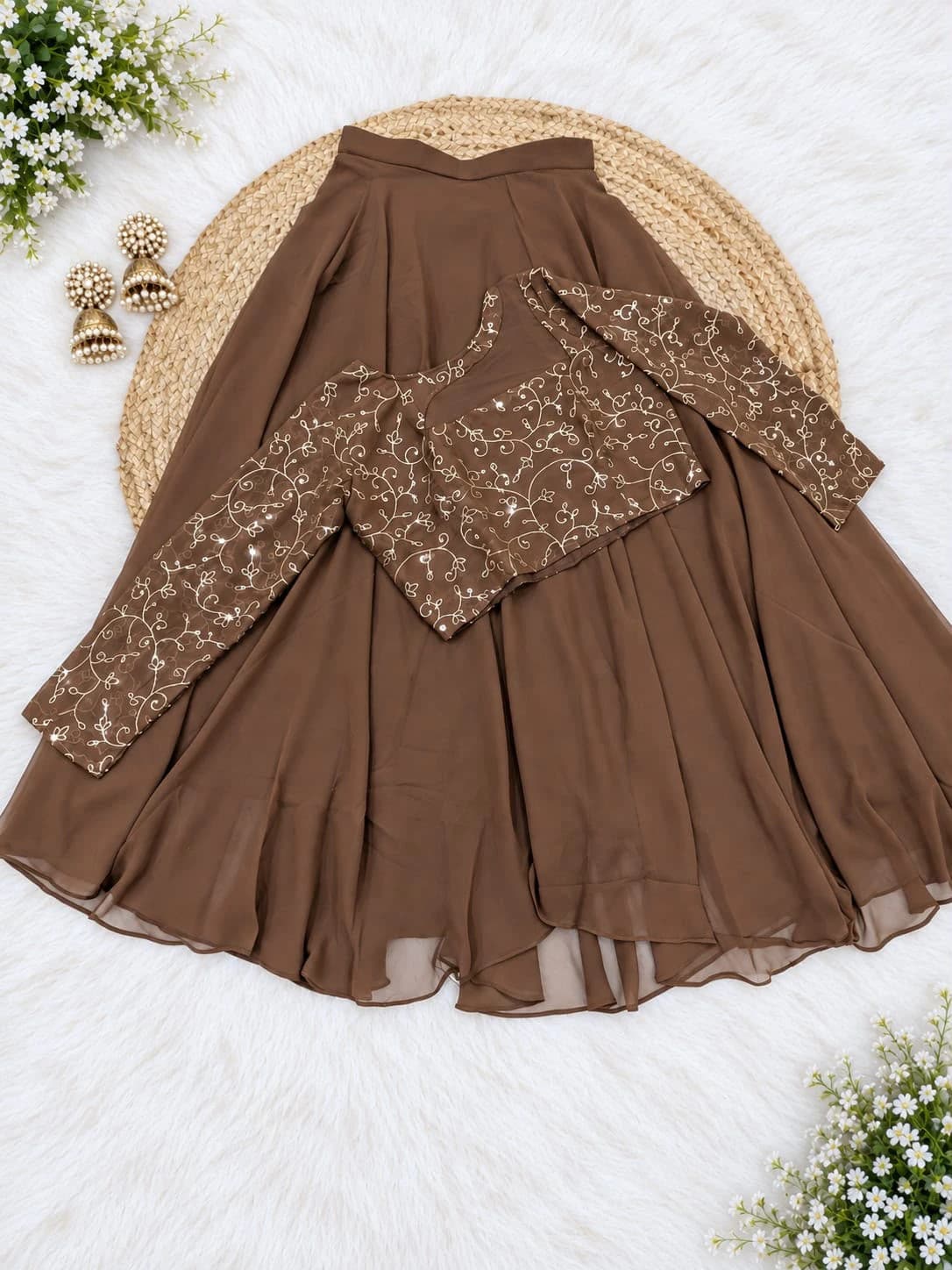 Georgette Embroidered Lehenga Set