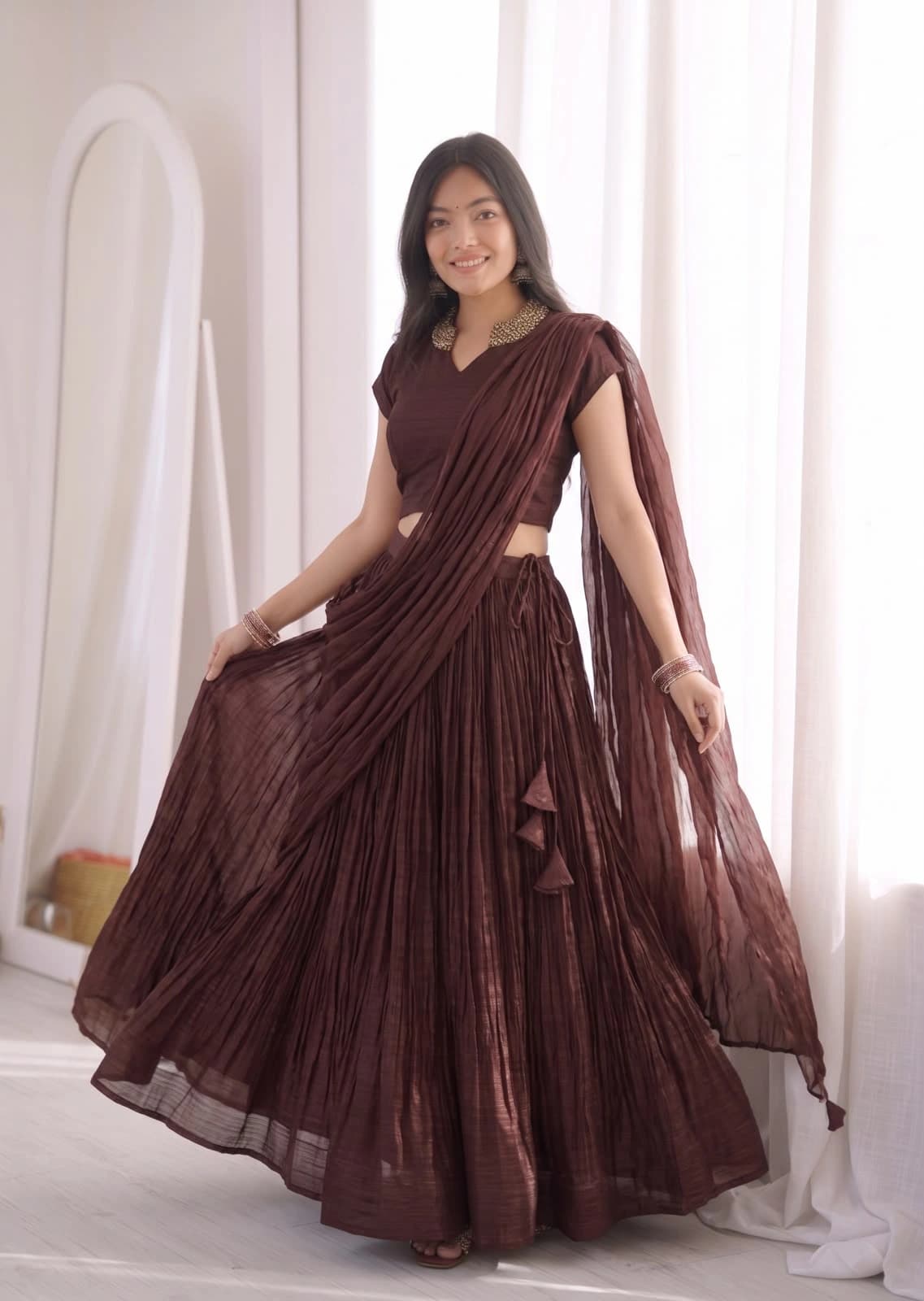 Crushed Silk Lehenga 5