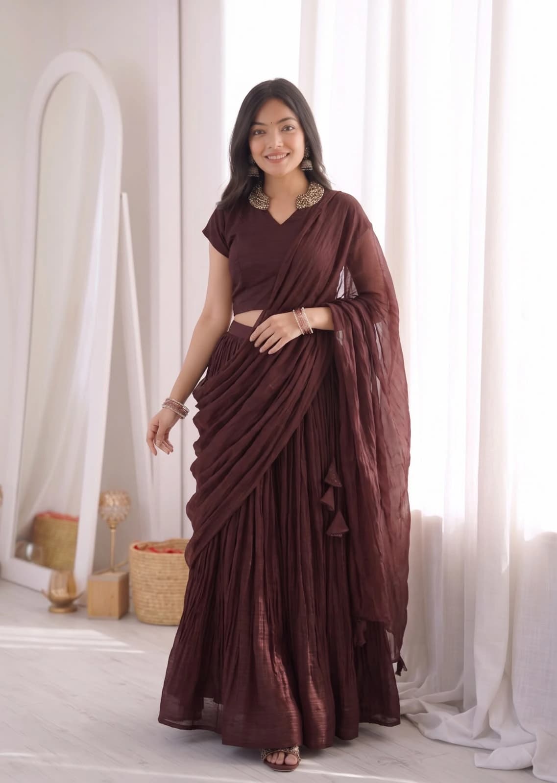 Crushed Silk Lehenga 4