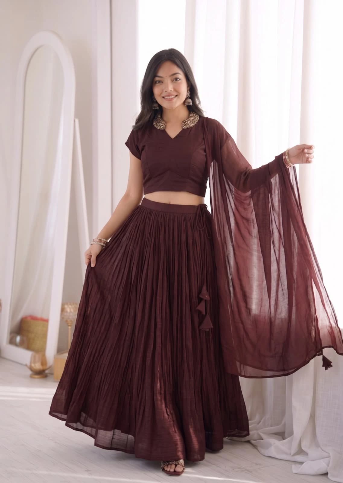 Crushed Silk Lehenga
