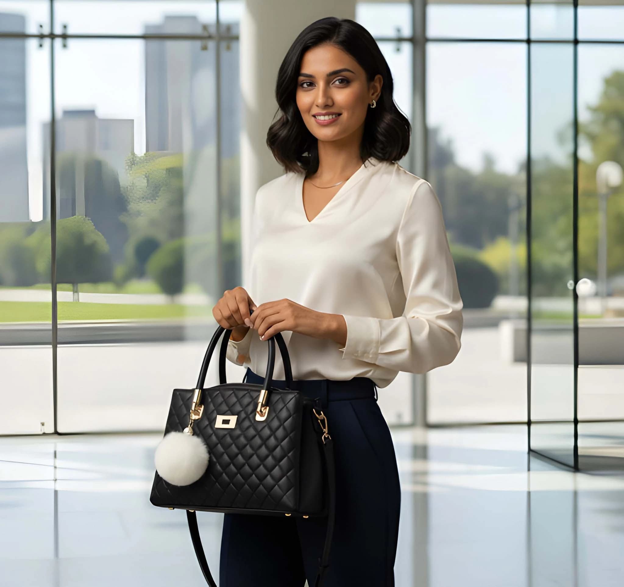 Stylish Ladies PU Leather Shoulder Handbag Premium Fashion Tote Bag with Spacious Multi-Compartment 4